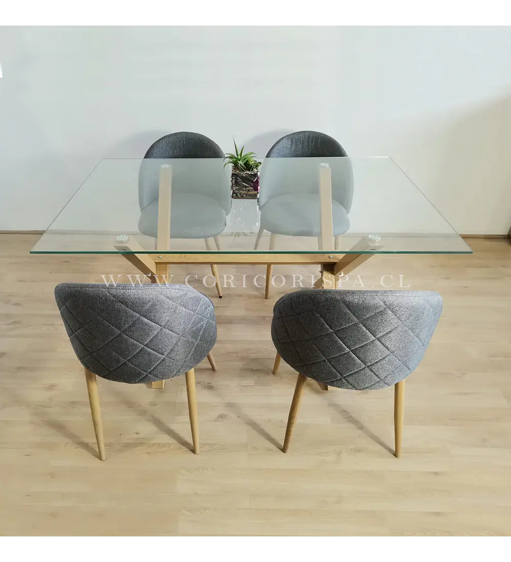Comedor Medlock 140x90cm + 4 Sillas Bread Lino Wood