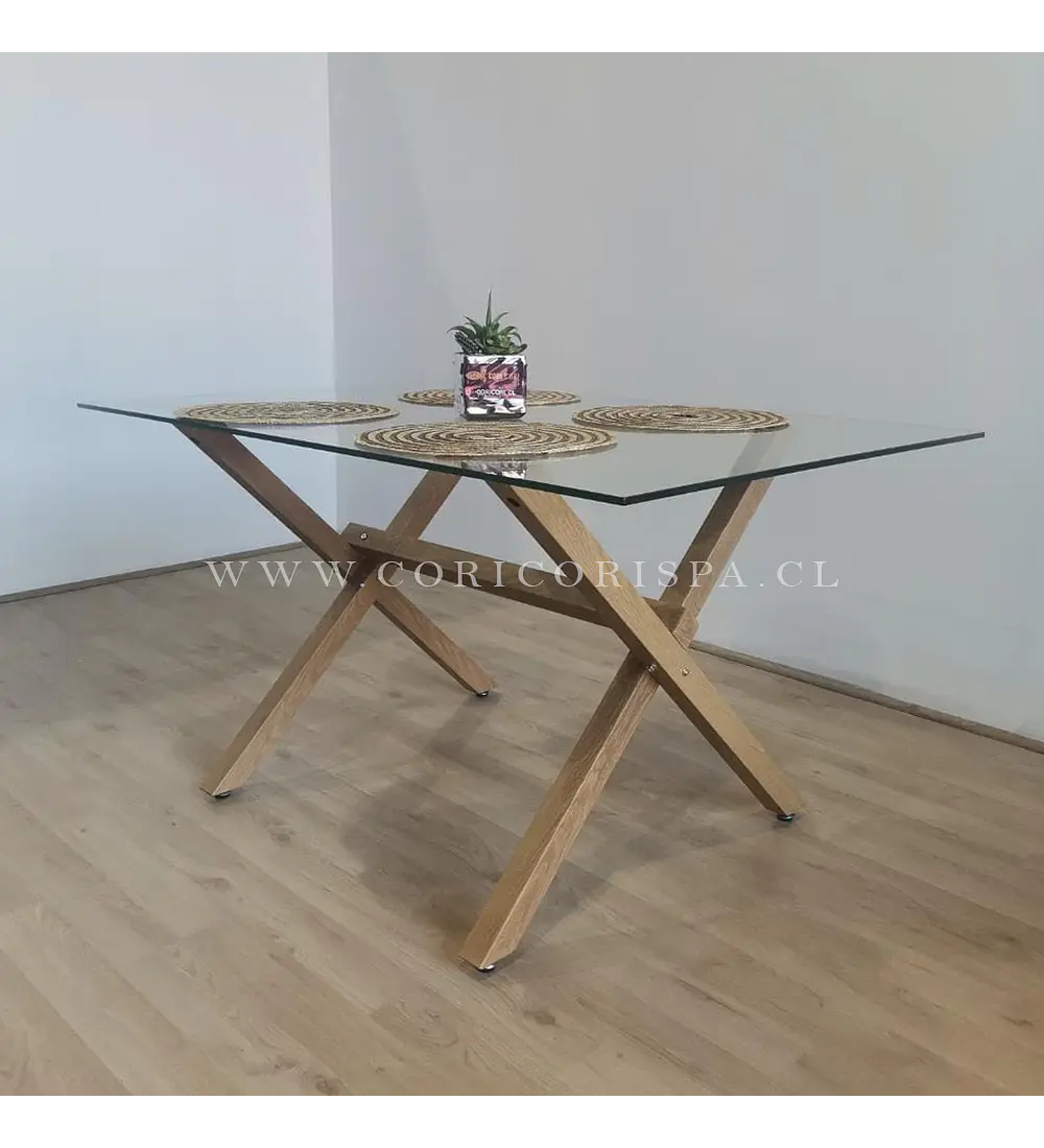Comedor Medlock 140x90cm + 4 Sillas Bread Lino Wood