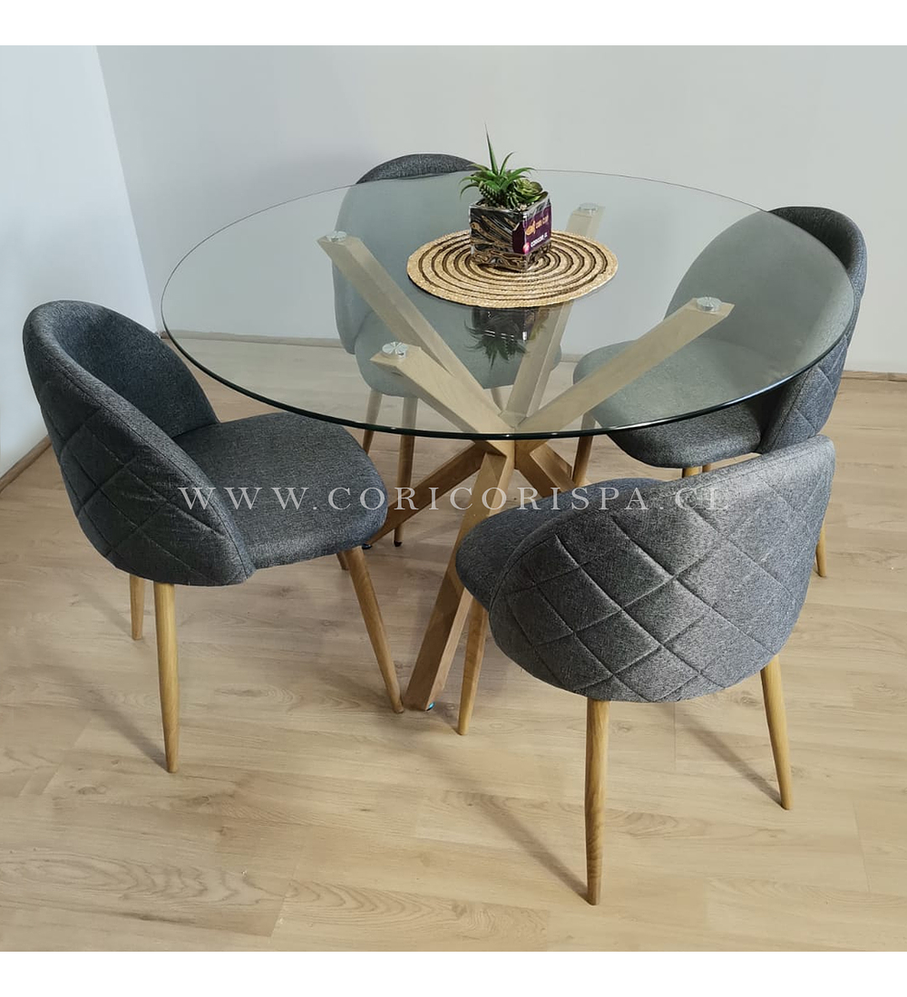 Comedor Warwick 120cms + 4 Sillas Bread Lino