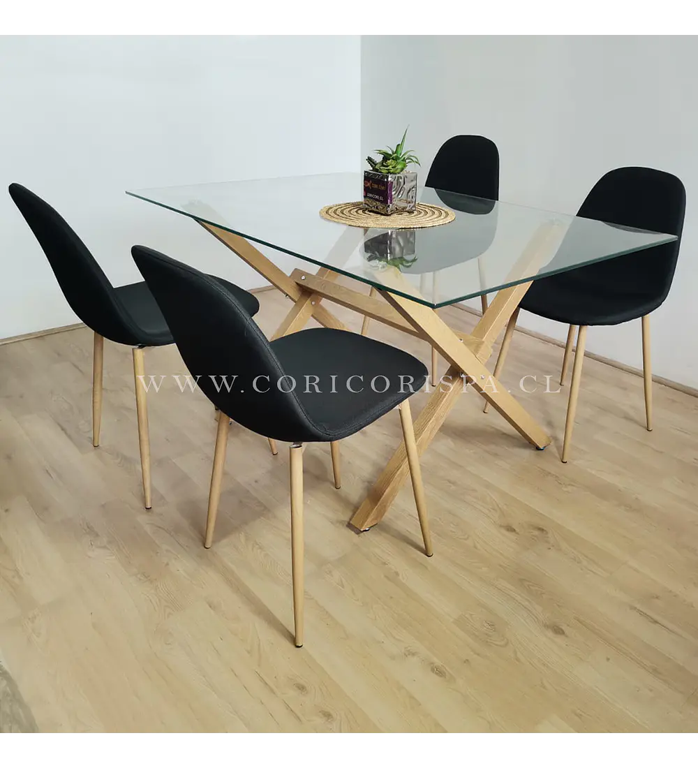 Comedor Medlock 140 x 90cm + 4 Sillas Scoop Lino