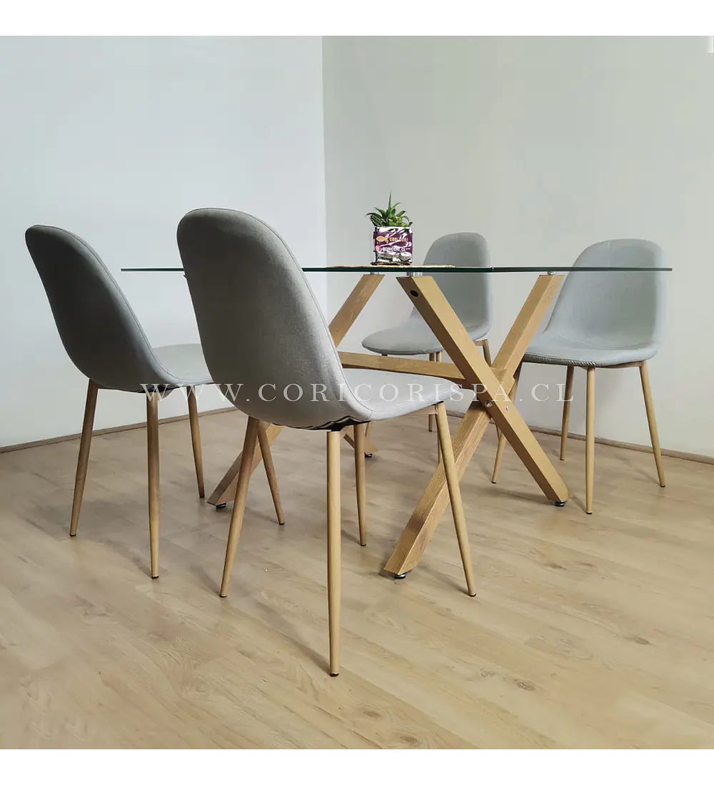Comedor Medlock 140 x 90cm + 4 Sillas Scoop Lino