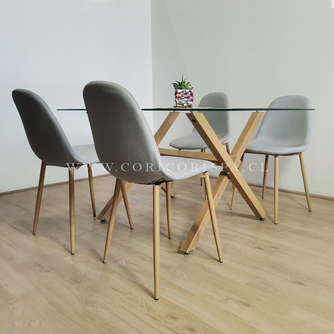 Comedor Medlock 140 x 90cm + 4 Sillas Scoop Lino 1