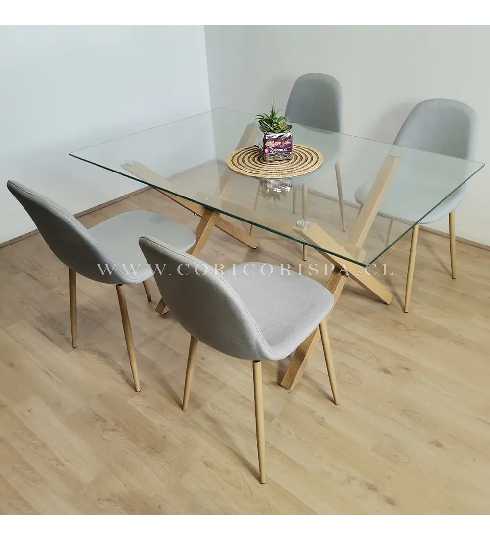 Comedor Medlock 140 x 90cm + 4 Sillas Scoop Lino