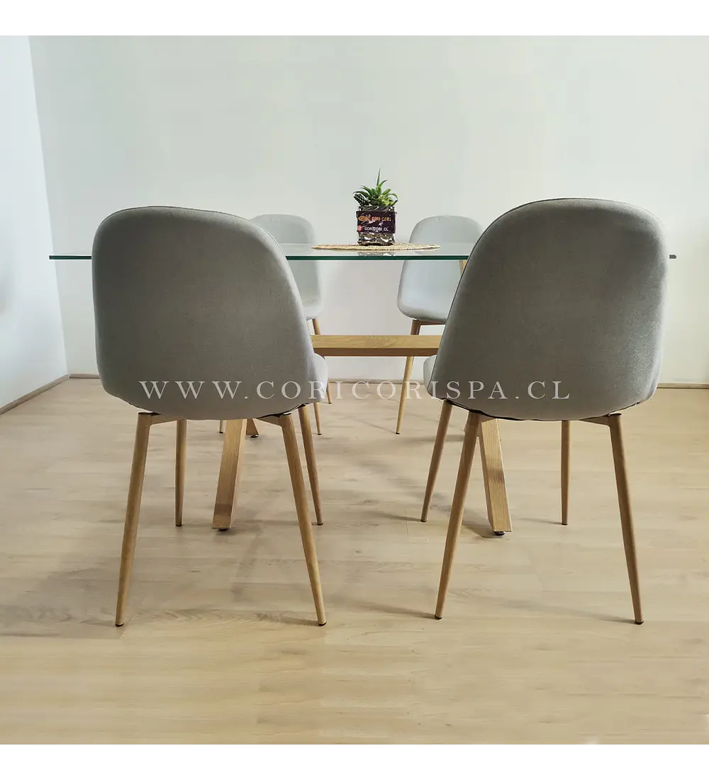 Comedor Medlock 140 x 90cm + 4 Sillas Scoop Lino