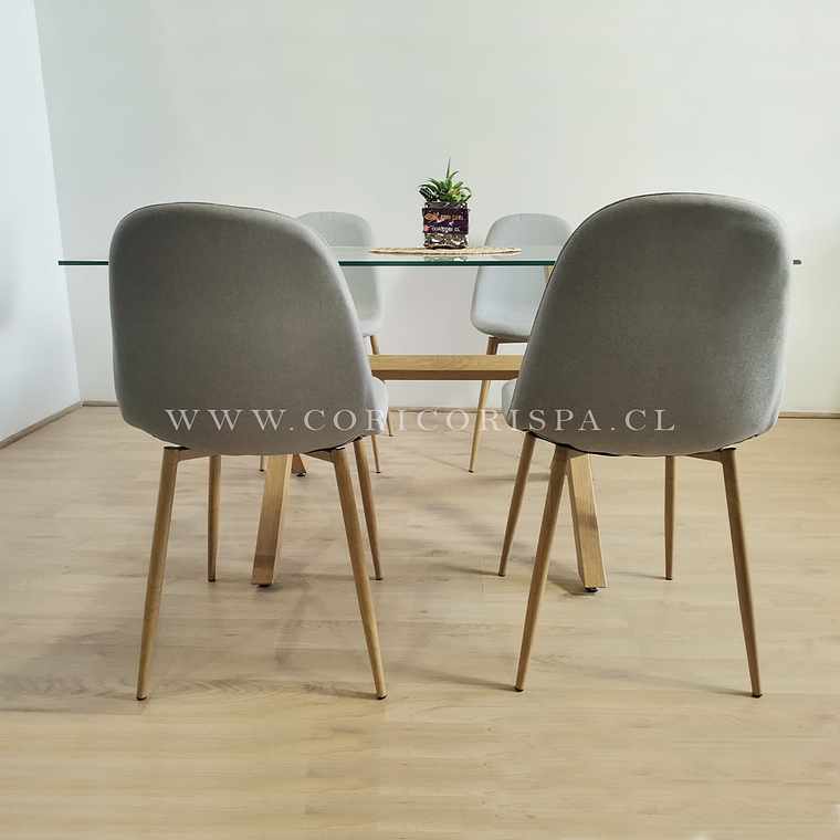 Comedor Medlock 140 x 90cm + 4 Sillas Scoop Lino 4
