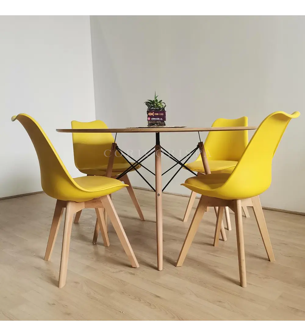 Comedor Mesa Wood 120cm + 4 Sillas Tulip  