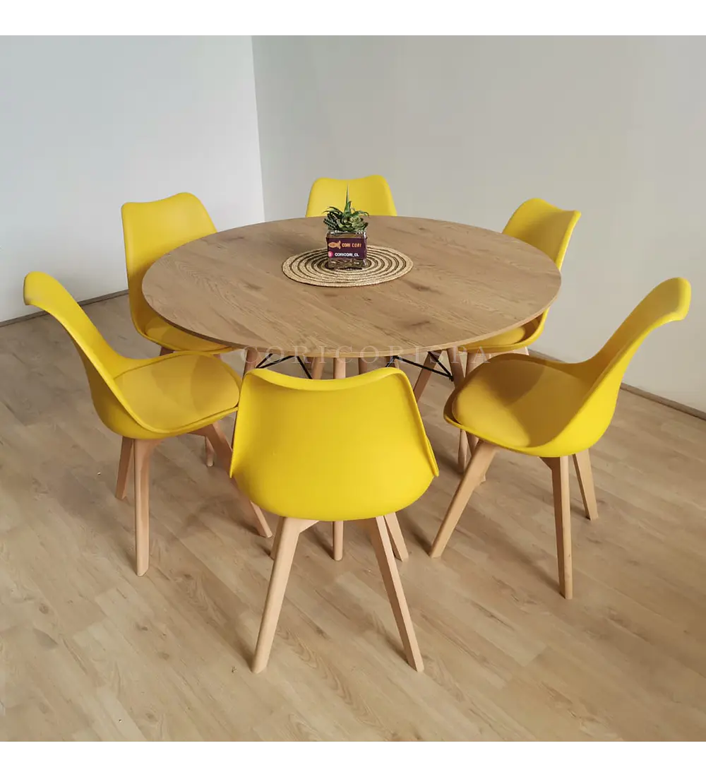 Comedor Mesa Wood 120cms + 6 Sillas Tulip