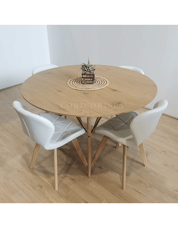 Comedor Madera 120cm + 4 sillas Mariposa Wood