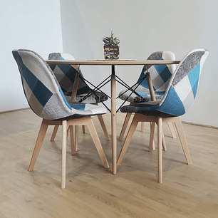 Comedor Mesa Wood 120 cms  + 4 Sillas Patchwork Wood