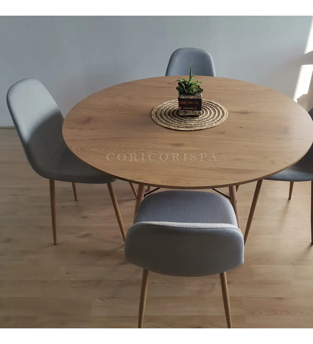 Comedor Mesa Wood 120cm +  4 Sillas Scoop  Lino