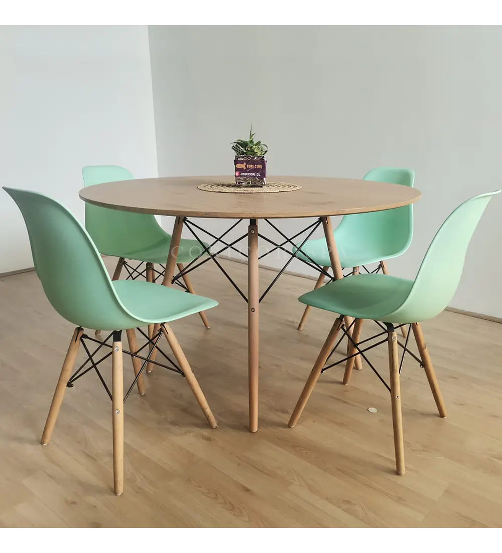 Comedor Mesa Wood 120cm + 4 Sillas Eames