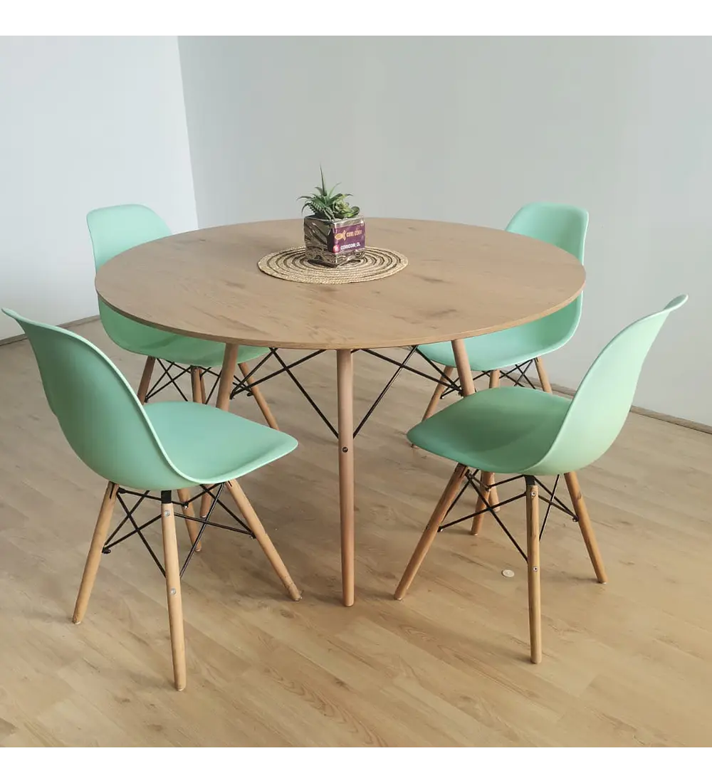 Comedor Mesa Wood 120cm + 4 Sillas Eames