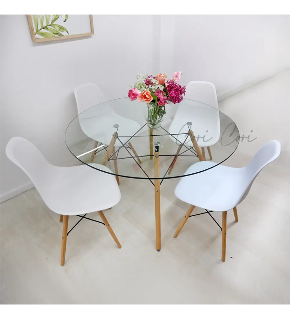 Mesa Eames Vidrio redonda 100cm