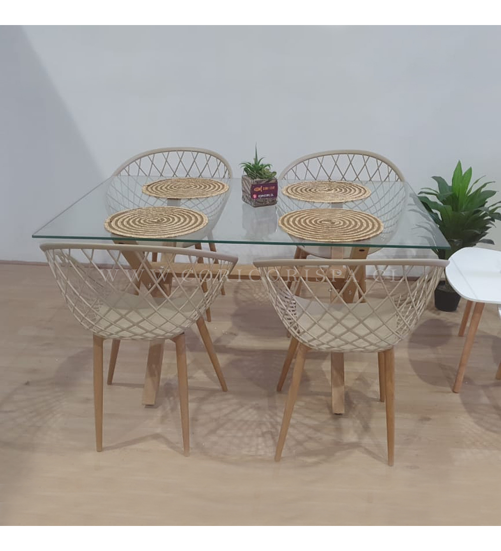 Comedor Medlock 140 x 90cm + 4 Butacas Mesh 