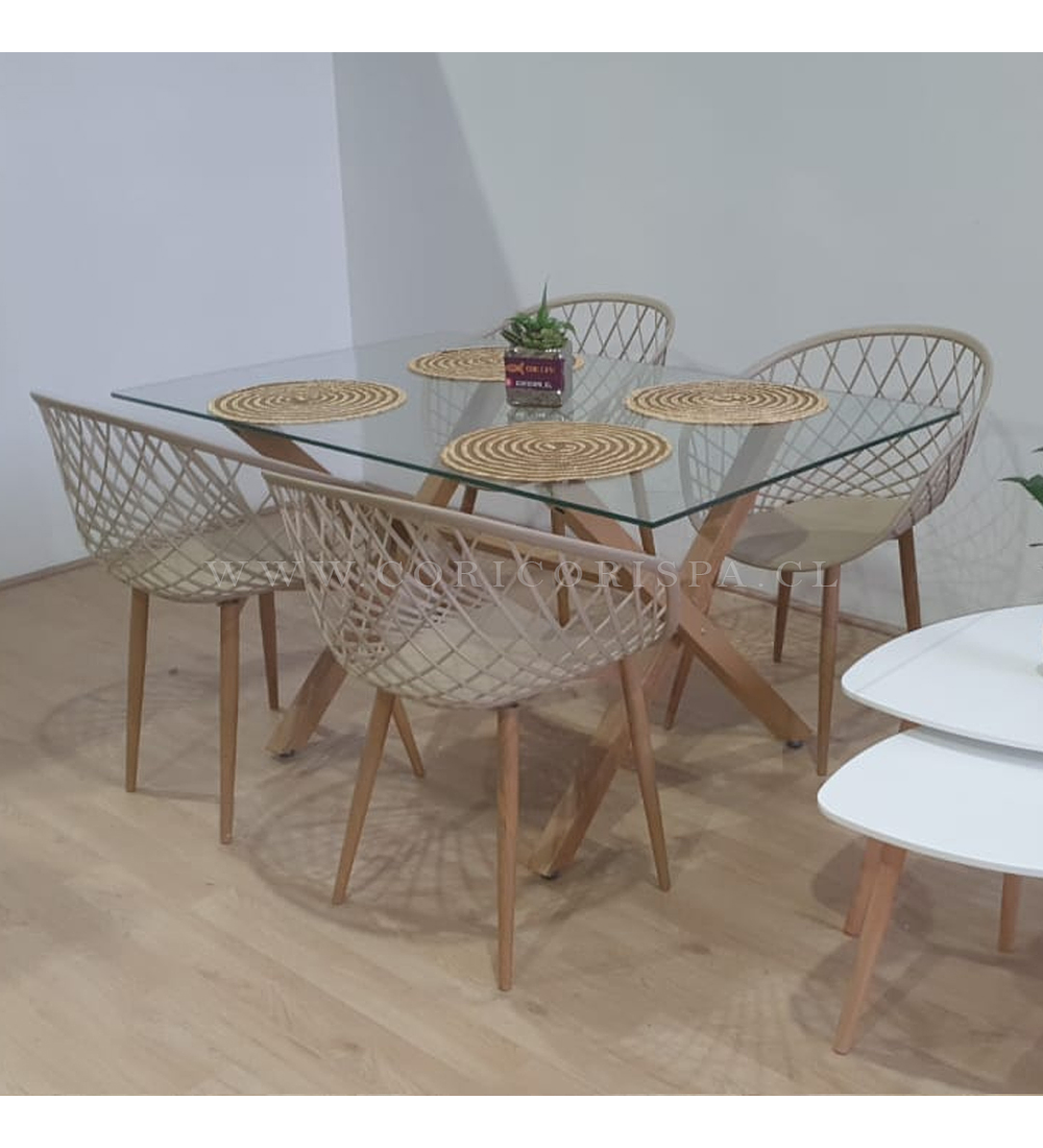 Comedor Medlock 140 x 90cm + 4 Butacas Mesh 