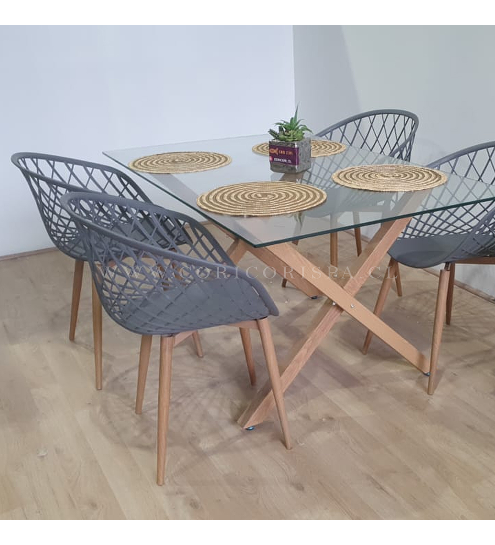 Comedor Medlock 140 x 90cm + 4 Butacas Mesh 