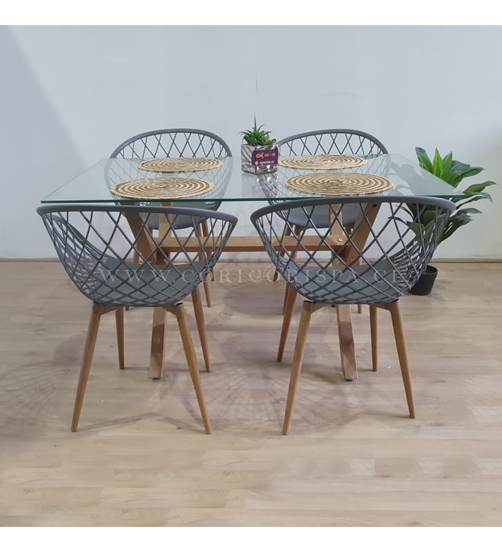 Comedor Medlock 140 x 90cm + 4 Butacas Mesh 