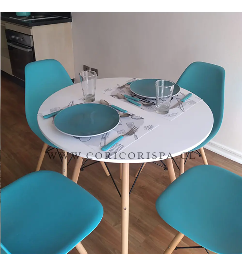 Comedor Eames Blanca 80cms + 4 Sillas Eames