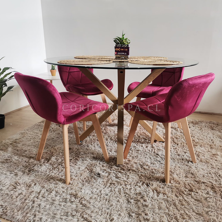 Comedor Warwick  120cm + 4 Sillas Mariposa Velvet  7