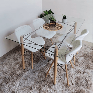 Mesa Crox 140 x 90 + 4 Silla Eames Mariposa Ecocuero