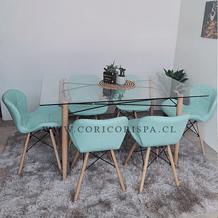 Mesa Crox 140 x 90 + 4 Silla Eames Mariposa Ecocuero