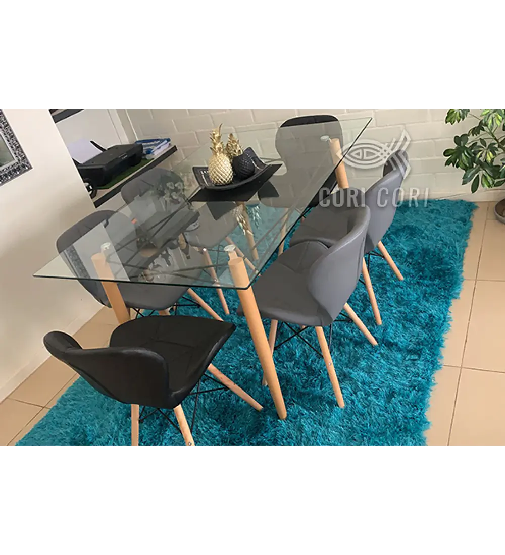 Mesa Crox 140 x 80 + 4 Silla Eames Mariposa Ecocuero