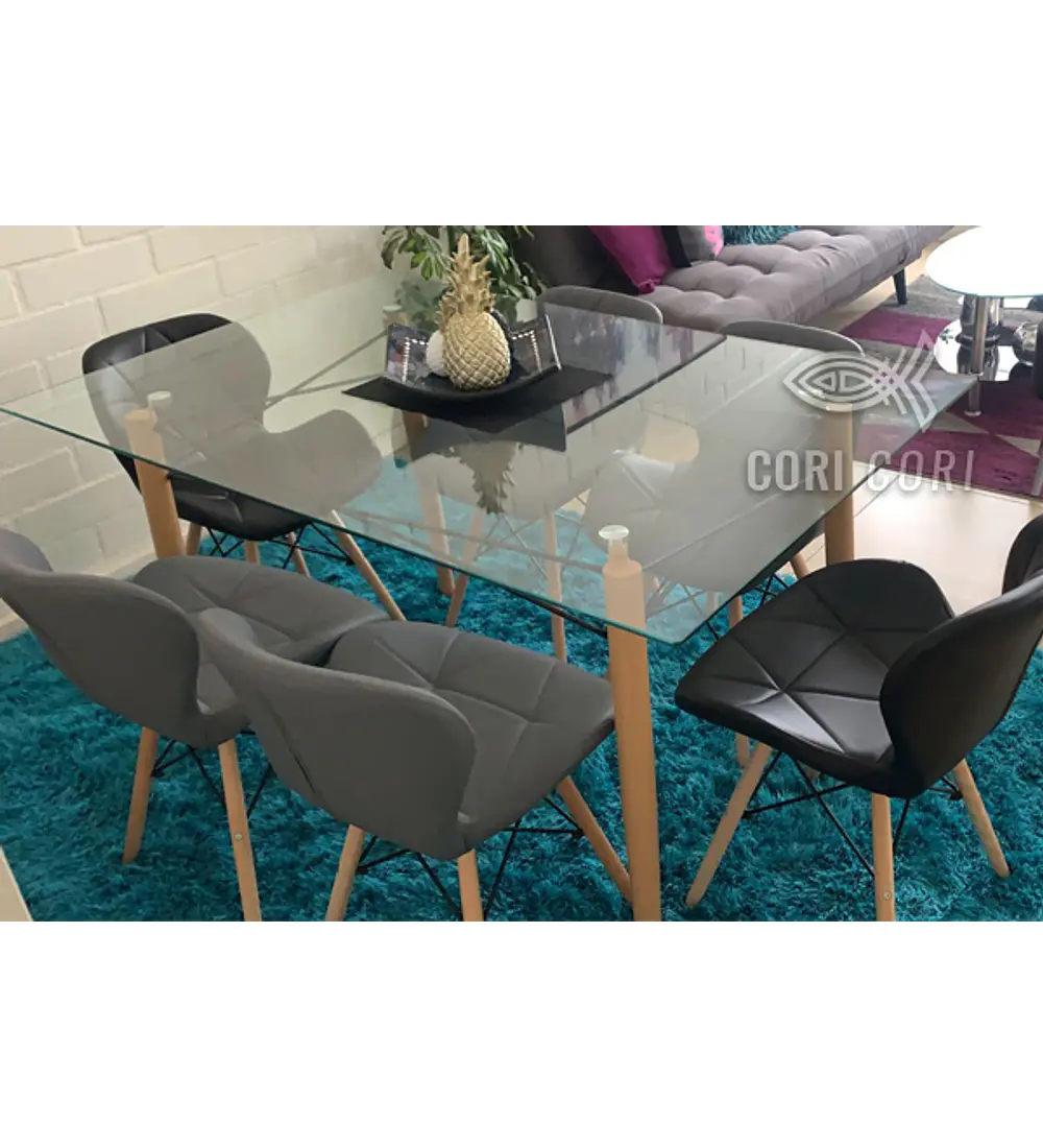 Mesa Crox 140 x 80 + 4 Silla Eames Mariposa Ecocuero