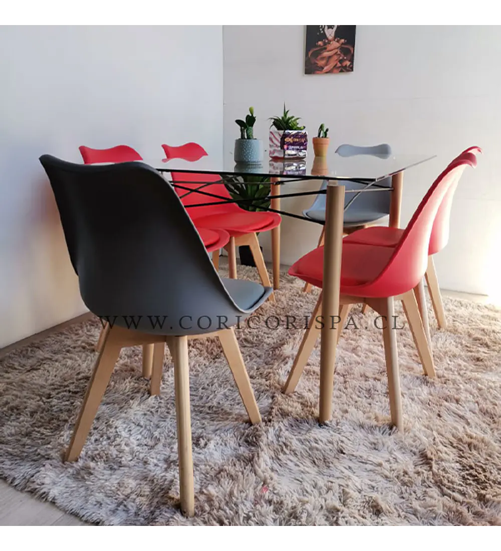  Mesa Crox 140 x 80cms +  6 Sillas Tulip