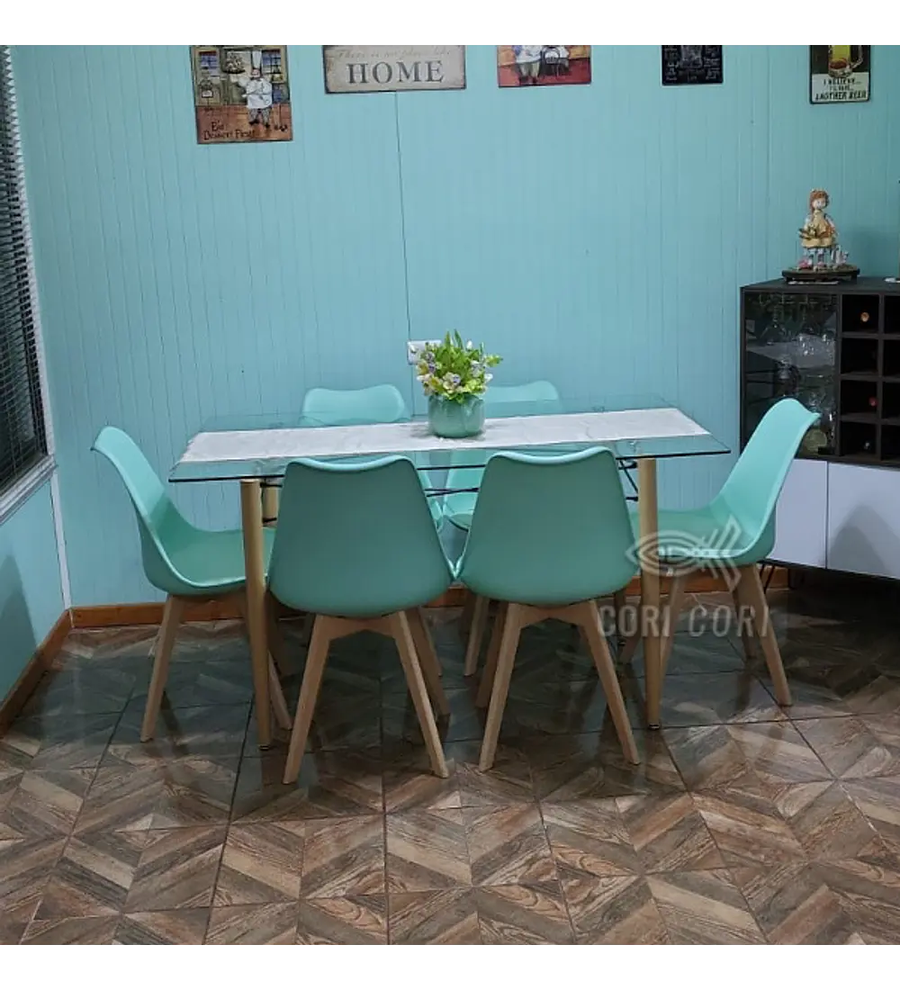  Mesa Crox 140 x 80cms +  6 Sillas Tulip