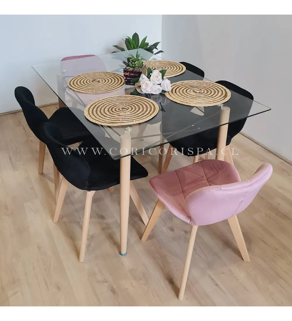  Mesa Crox 140 x 80cms  + 6  Sillas Mariposa Velvet 