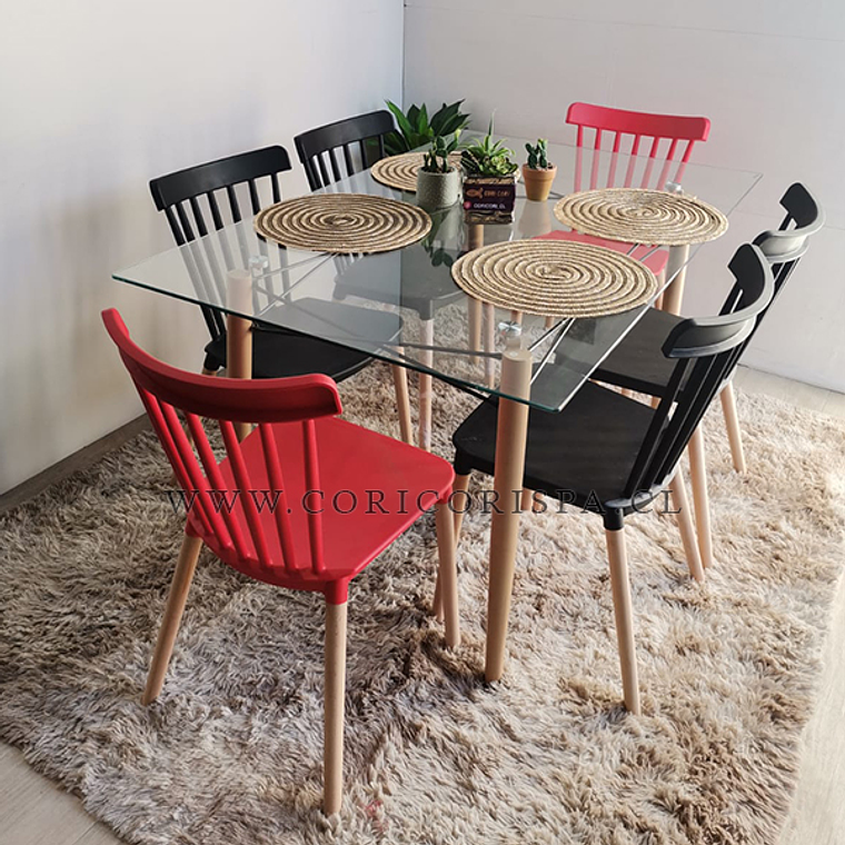 Mesa Crox 140 x 80cms +  6 Sillas Windsor 3