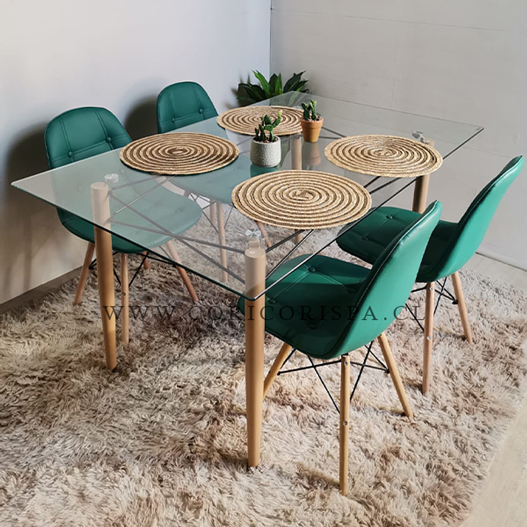 Mesa Crox 140 x 80cms +  4 Eames Capitonne Ecocuero 5