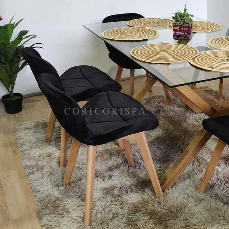 Comedor Medlock 130 x 80cm + 4 Sillas Mariposa Velvet  4