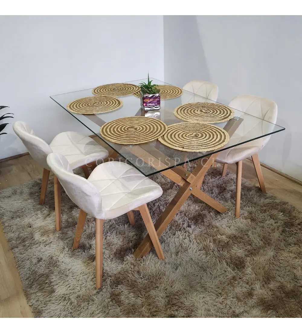 Comedor Medlock 130 x 80cm + 4 Sillas Mariposa Velvet 