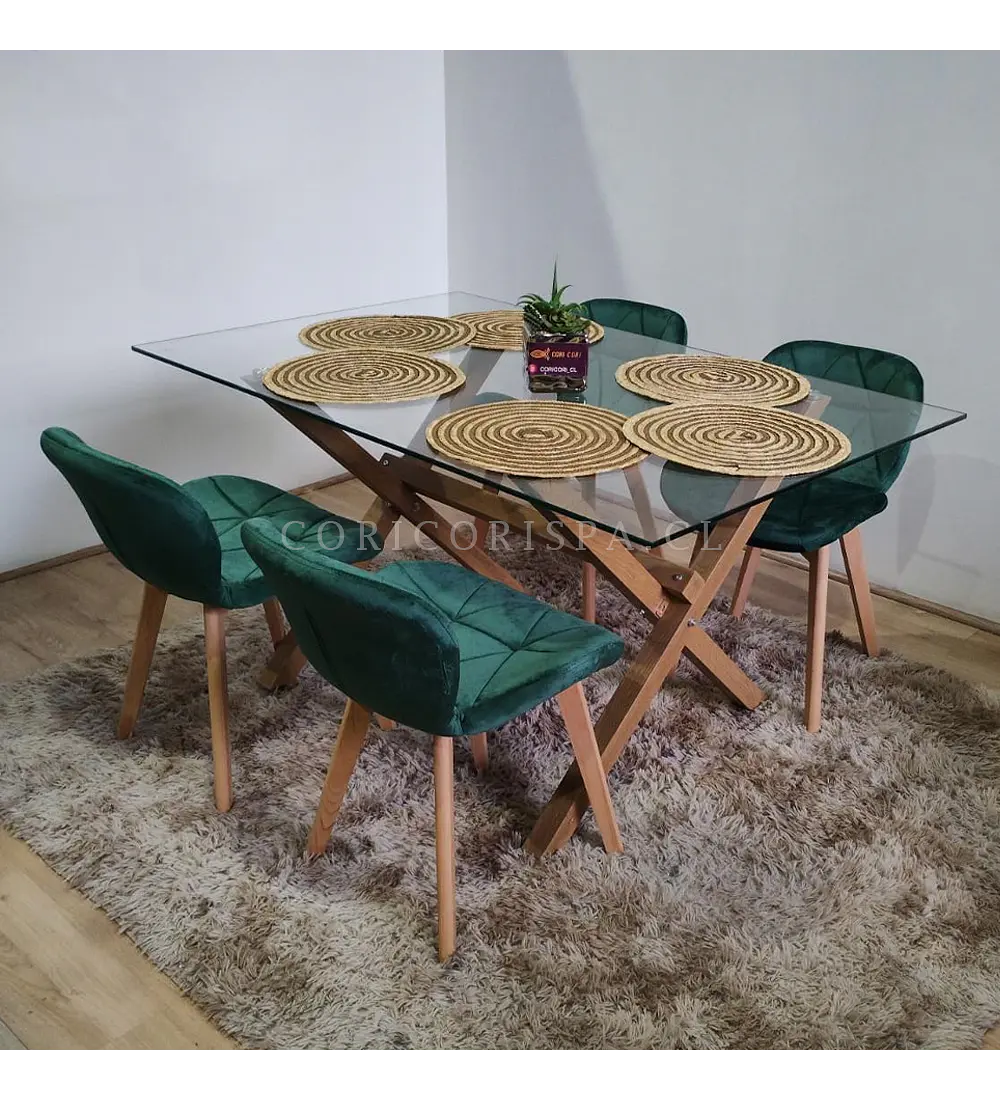 Comedor Medlock 130 x 80cm + 4 Sillas Mariposa Velvet 