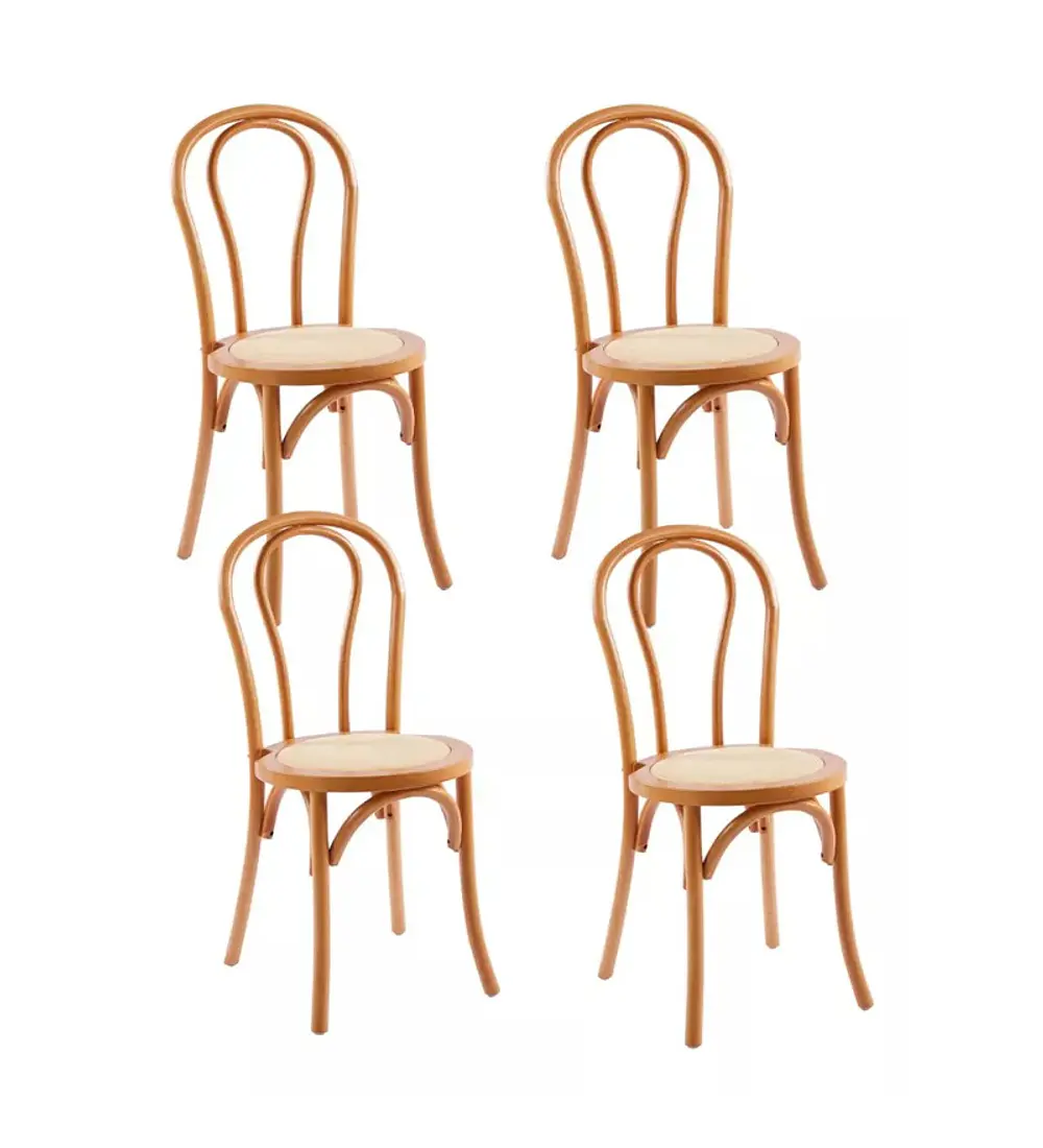 Pack 4 Sillas Amelia Madera Rattan