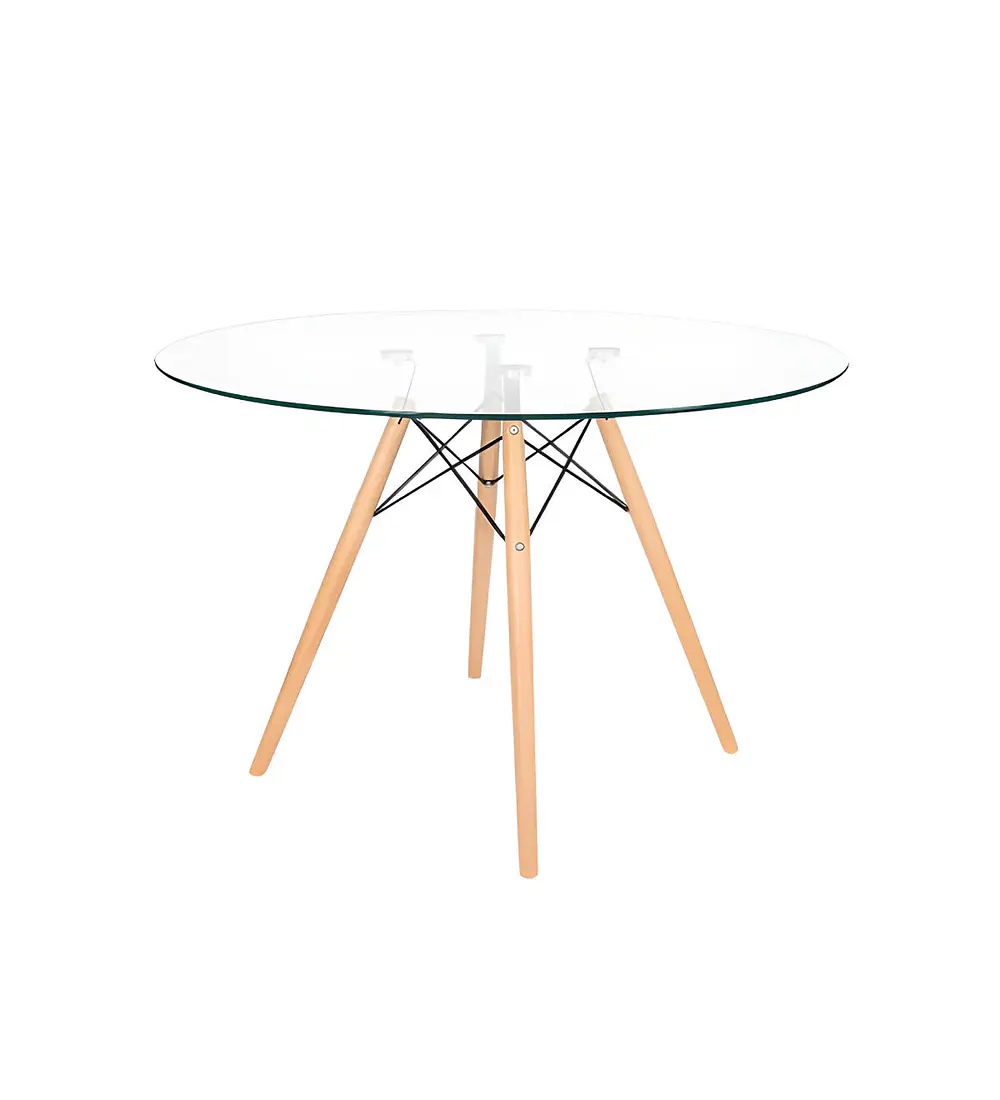 Comedor Eames Vidrio 100cms + 4 Sillas Tolix 