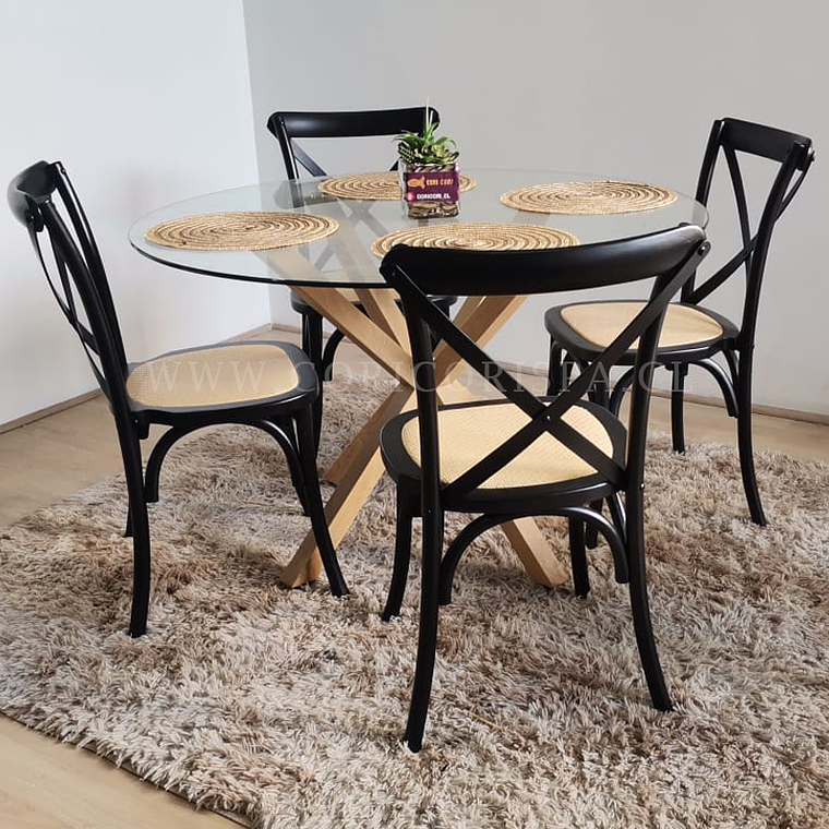Comedor Warwick 120cm + 4 Sillas Crossback Madera  4