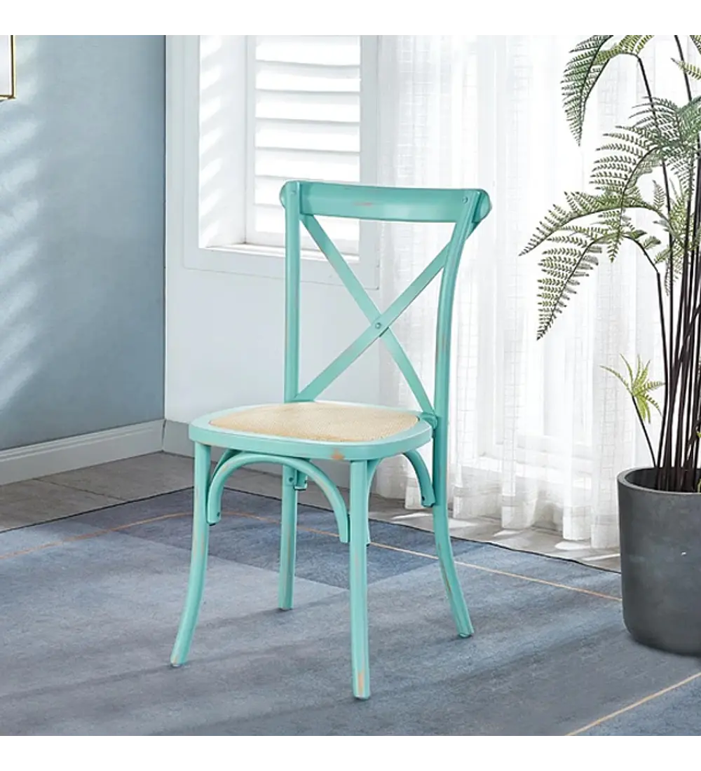 Comedor Warwick 120cm + 4 Sillas Crossback Madera 