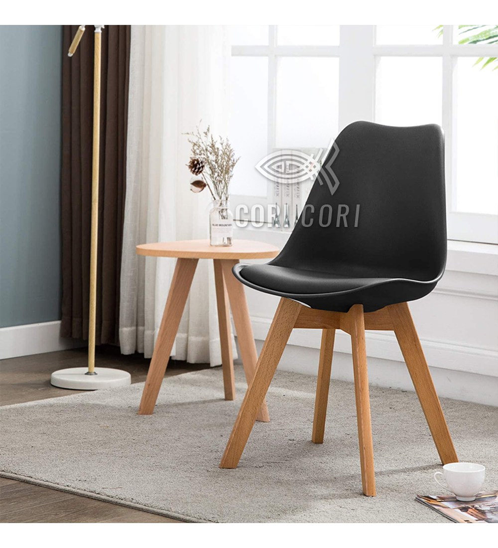 Comedor Mesa Eames Blanca 80cms + 4 Sillas Tulip 