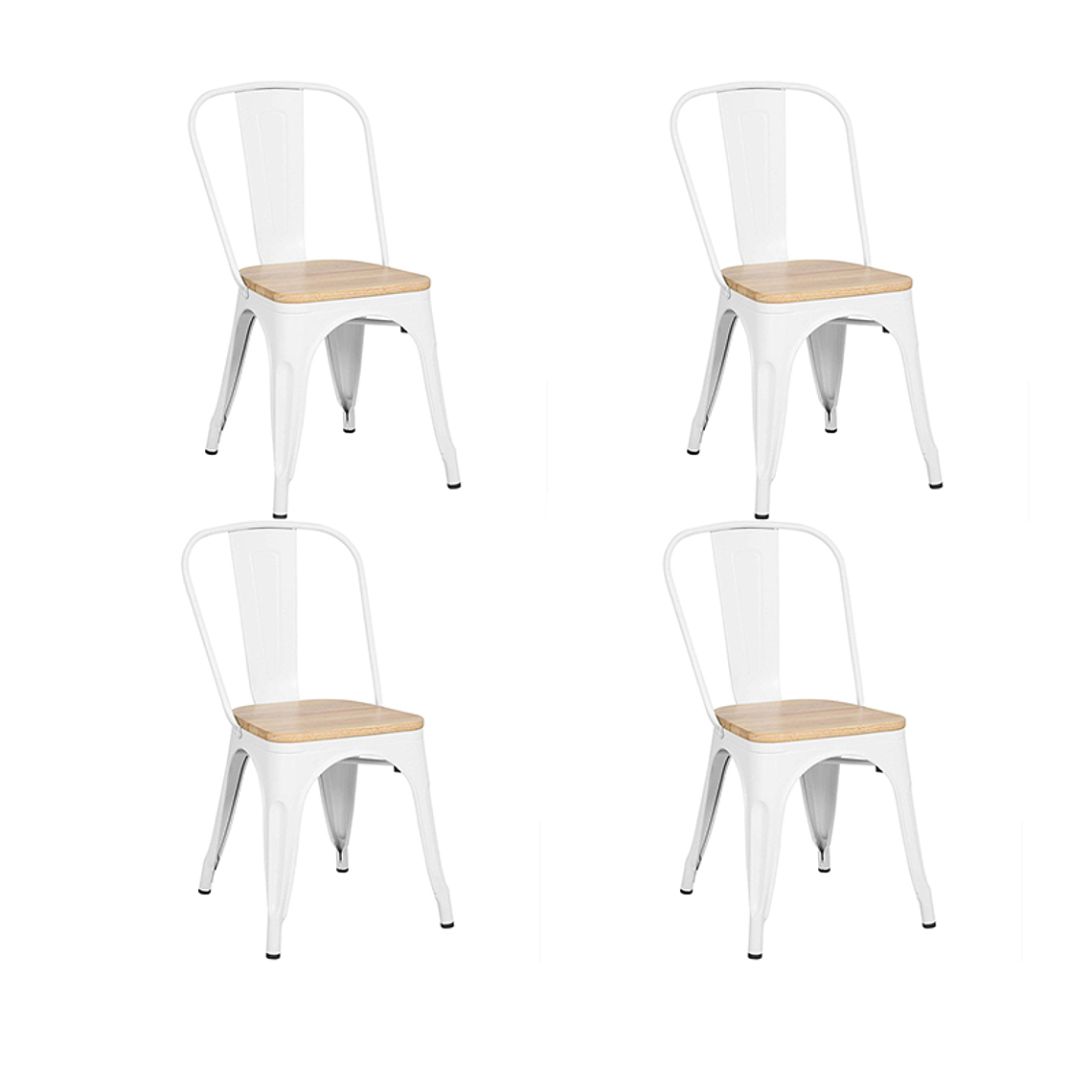 Pack 4 Sillas Tolix Asiento de Madera Clara - Industrial 2