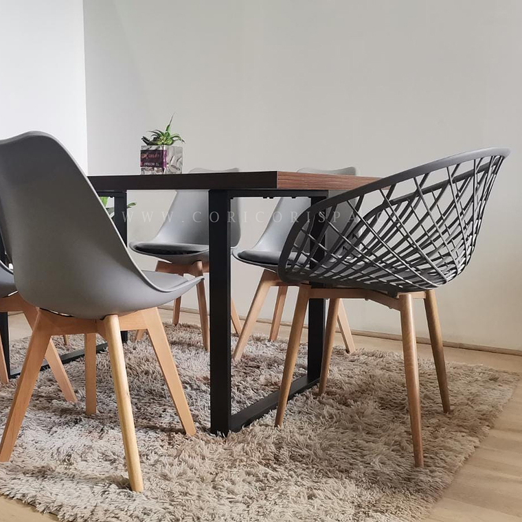 Comedor Industrial 140x90 + (4 Sillas Tulip + 2 Butacas Mesh) 3