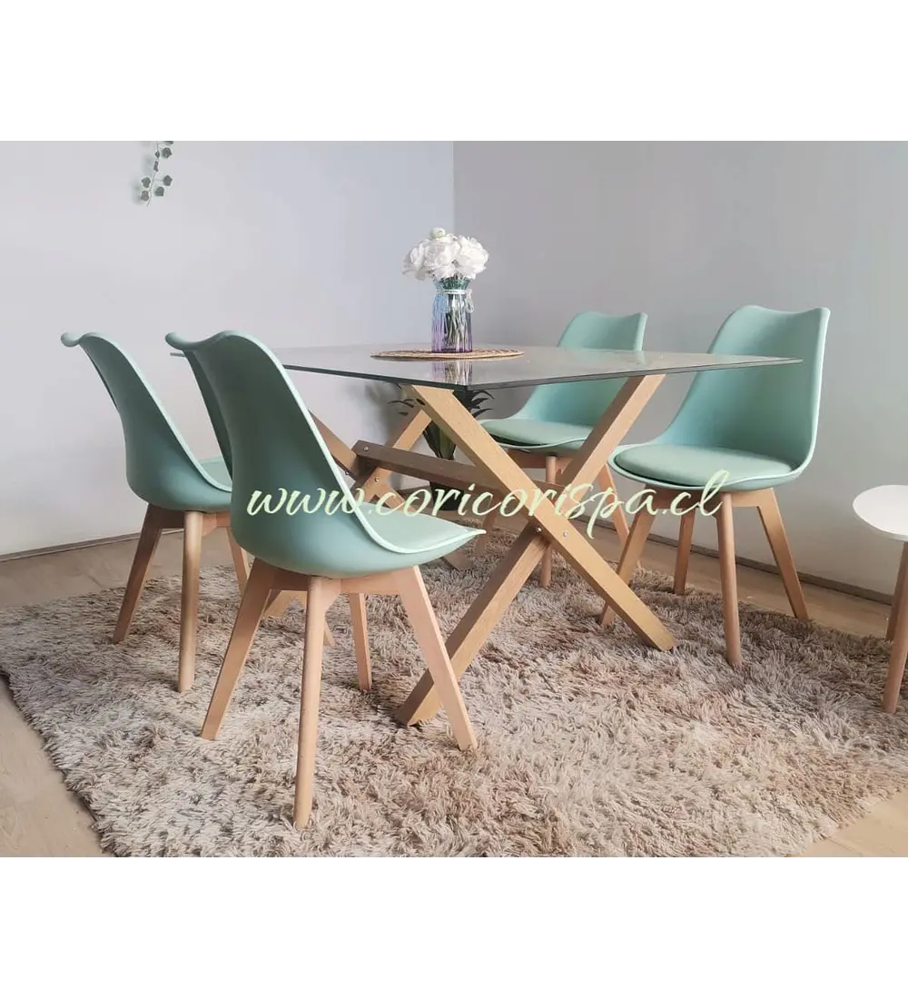 Comedor Medlock 140 x 90cm + 4 Sillas Tulip   