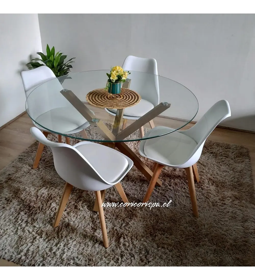 Comedor Warwick 120cm + 4 Sillas Tulip
