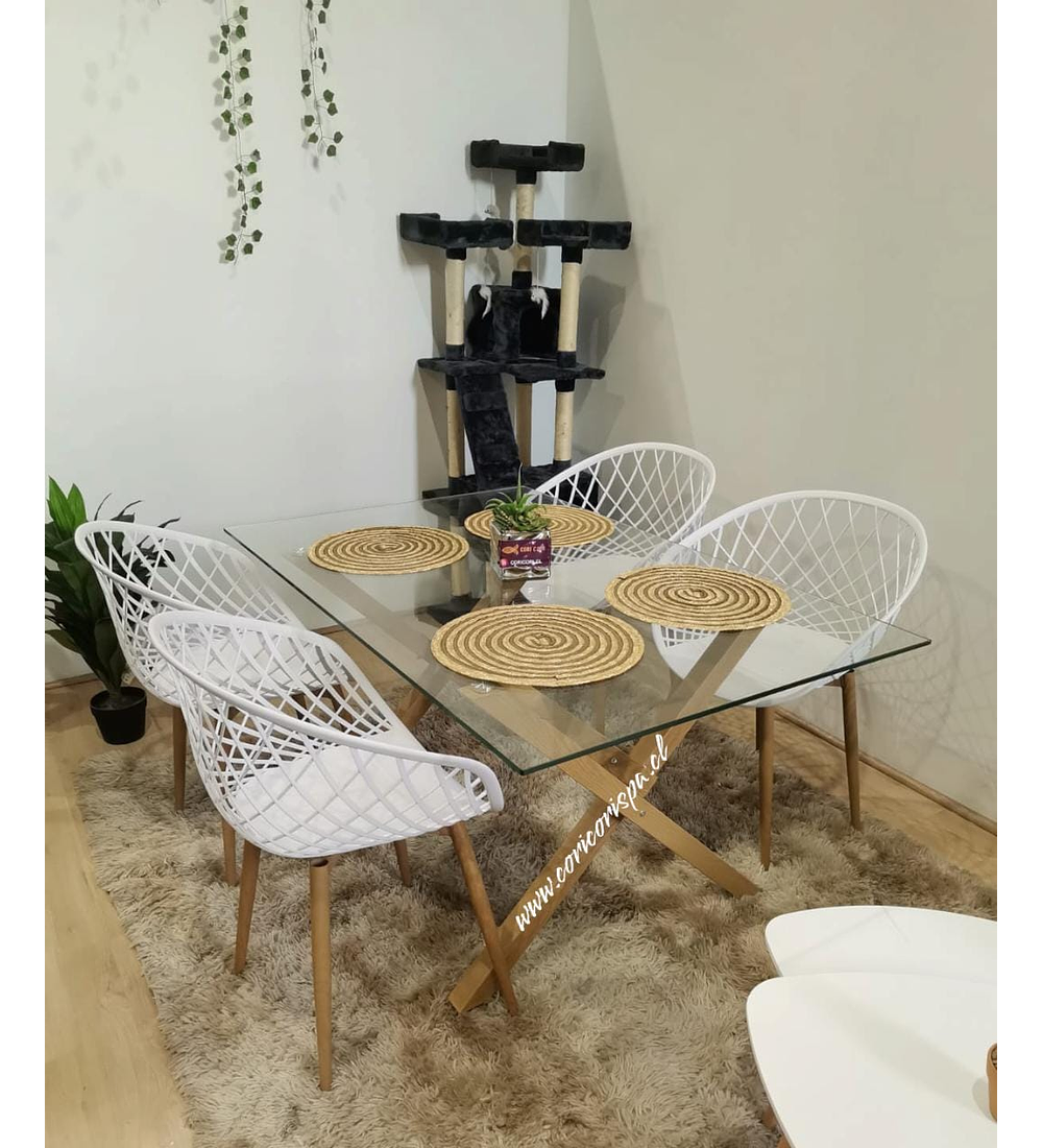 Comedor Medlock 140 x 90cm + 4 Butacas Mesh 