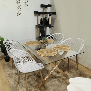 Comedor Medlock 140 x 90cm + 4 Butacas Mesh 