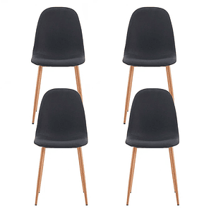 Pack 4 Sillas Scoop Lino Wood