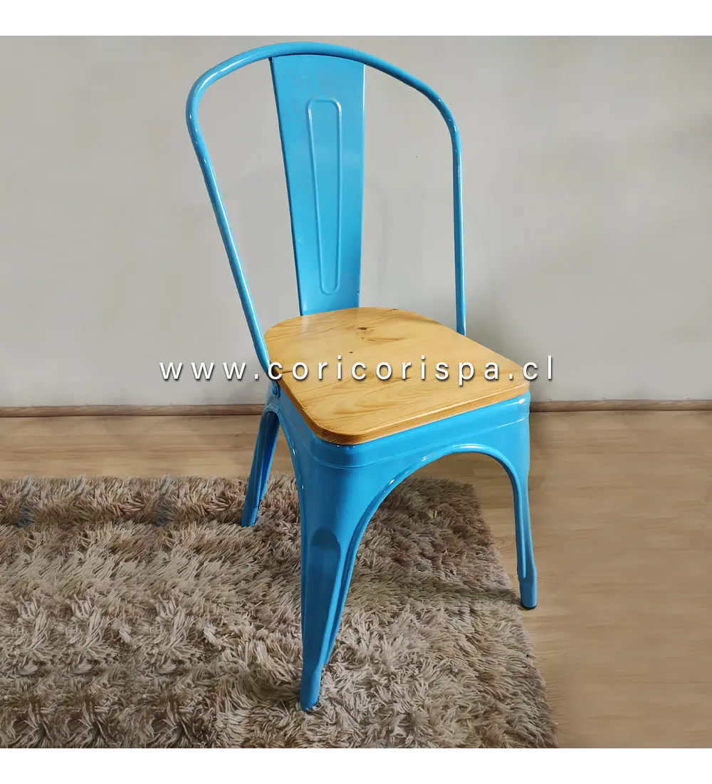 Silla Tolix Asiento de Madera Clara - Industrial