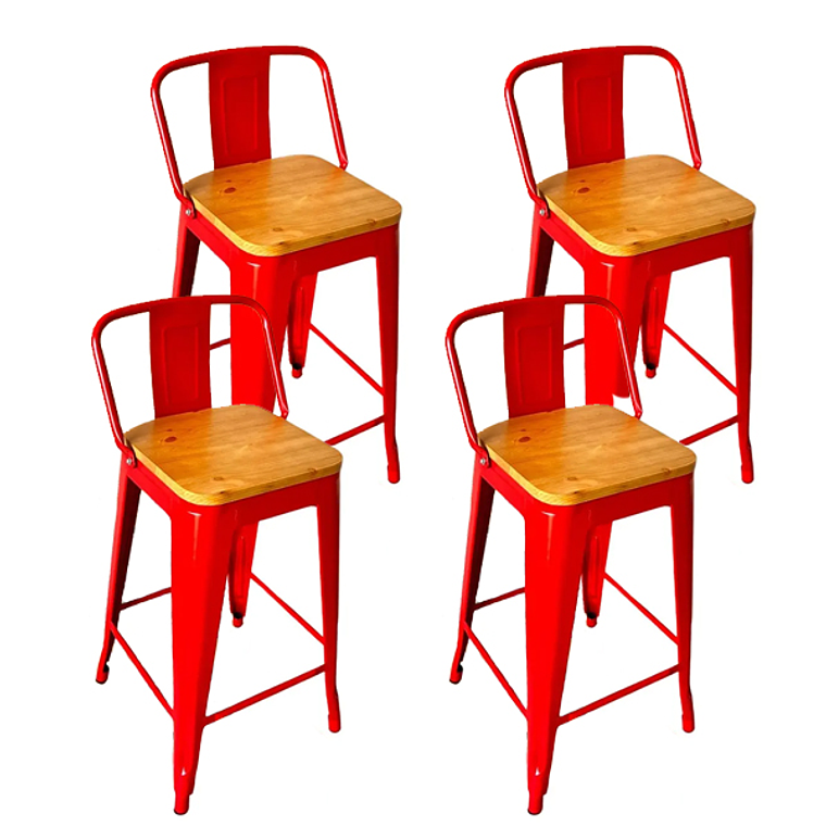 Pack 4 Taburetes Tolix Asiento de madera 63CMS 1