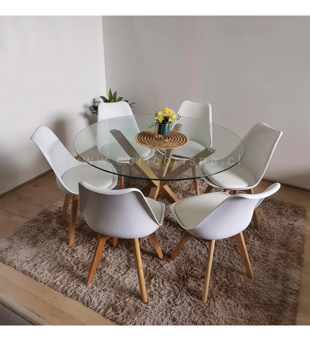 Comedor Warwick 120cm + 6 Sillas Tulip